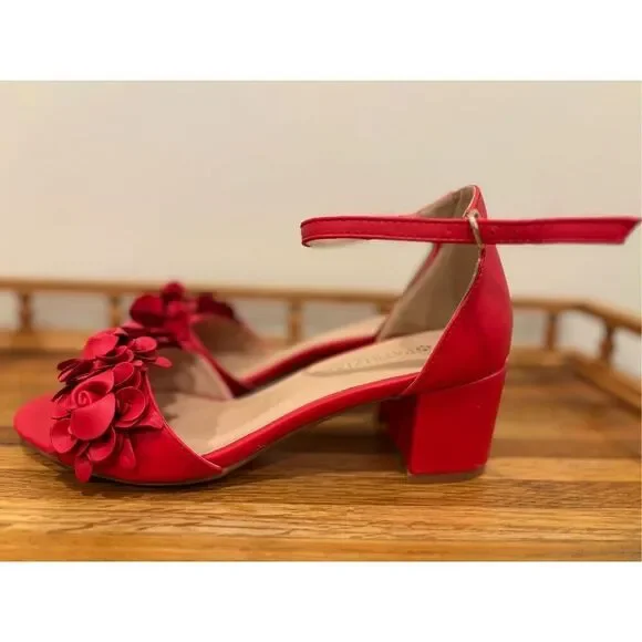 Patricia By Spring Step Women's Tomika Floral Block Heel Sandals Red Size 9.5 - Picture 1 of 7